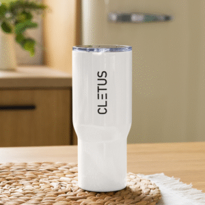 Cletus™ GripGo Travel Mug – White Edition (25 oz)