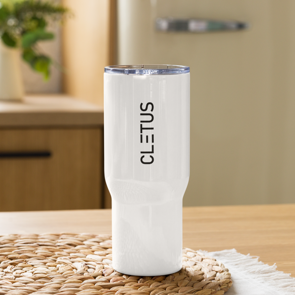Cletus™ GripGo Travel Mug – White Edition (25 oz)