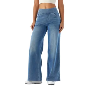 CLETUS High-Waist Wide-Leg Denim Pants – Classic Blue